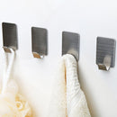 6x Adhesive Kitchen Wall Door Stainless Steel Square Stick Holder Hooks HangerM&