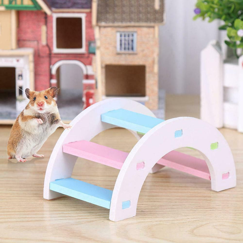 Hamster Colorful Ladder Toys Small Animal Pets Climbing Wood Rainbow Bridge