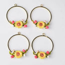 4 Pieces Alloy Enamel Charms Pendants Lovely Flower Jewelry Findings DIY