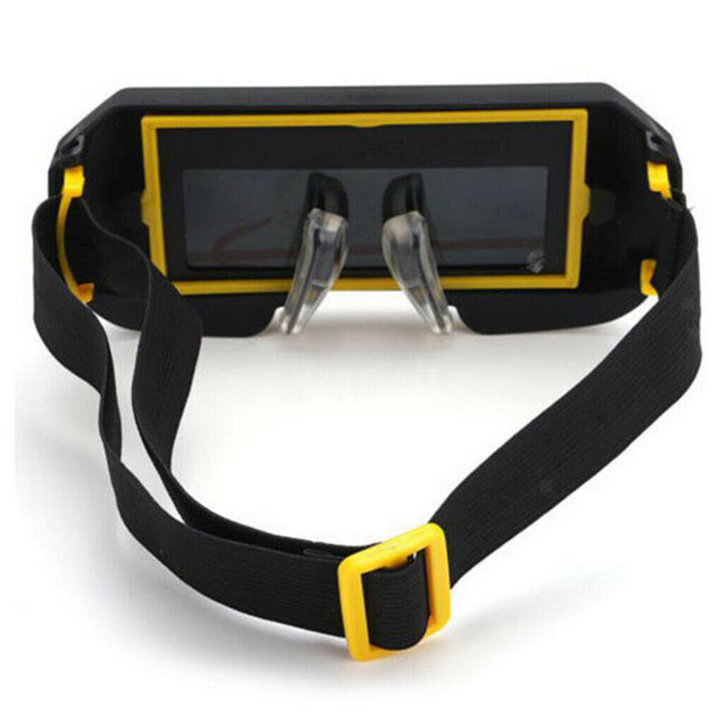 Auto Darkening Welder Goggle And Headband Helmet Anti-Glare Glasses Yellow Frame