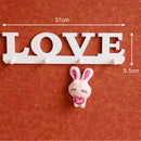 4Hooks White LOVE Coat Hat Clothes Robe Key Holder Rack Wall Hanger Home  FE FT