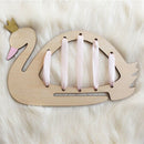 Nordic Style Wood Swan Jewelry Storage Baby Hair Clips Holder Organizer HangP1R4