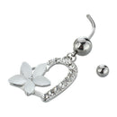 Body Piercing Navel Belly Ring Barbell Bar Rhinestone Heart White Flower Al N8X7