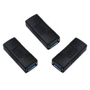3x USB 3.0 SuperSpeed Coupler A Female to A Female Joiner Coupler Black
