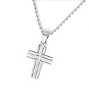 Men's Stainless Steel Cross Pendant Ball Bead Chain Necklace