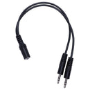 Black 3.5mm female to 2 of 3.5mm Male Audio Splitter Cable for speakers or