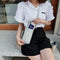 Women Touch Screen Phone Pouch PU Splicing PVC Crossbody Bag (Light Grey)