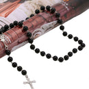 Fashion Top Black Tone Bead Chain Jesus Christ Cross Pendant Long Necklacce