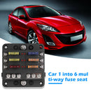 6 Way Fuse Box Standard Blade Fuse Holder with Negative Bus for Car Boat