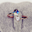 Women Cubic Zircon Alloy Jewelry Opening Finger Ring Adjustable Rhinestone Ring