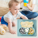 Baby Plate Spoon Set Feeding Food Tableware Kids Suction Dishes Waterproof Plate