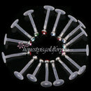 16 Pcs  Crystal Labret Monroe Lip Ring Stud BIOFLEX Bar Body Piercing Beauty