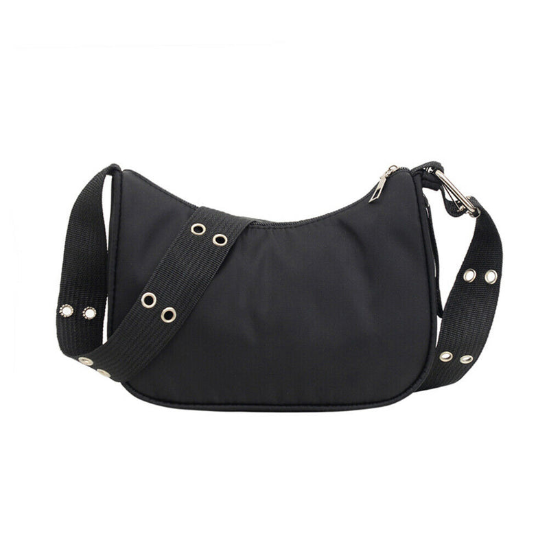 Nylon Women Shoulder Bag Female Street Crossbody Handbag Pouch (Black)