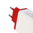 4 USB Travel Wall Charger Phone Fast Charging Charger EU Plug Adapter (Red) A