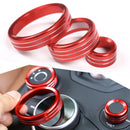 3 Red Alloy Interior Media Knob Cover Trim Ring fit for Alfa Romeo Giulia 2017