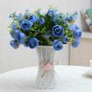 Artificial Plastic Rattan Flower Vase Roses Floral Storage Round Basket Hom