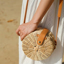 New Women Straw Bag Bohemian Bali Round Straw Rattan Bag Wicker Circle Beac