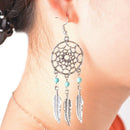 Women Retro Turquoise Dreamcatcher Dangle Earrings Feathers Bead Antiq FPC