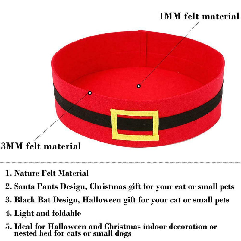 Christmas Cat Calming Bed Round Nest Warm Cat House Felt Nest Self Sleeping Mat