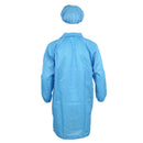 Men Women Blue Point Collar Anti Static Clean Room ESD Overall Gown w Cap X