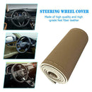 38cm Steering Wheel Leather Protective Case Car Braid On Case w/ Needle Thread