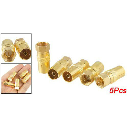 5pcs Straight F-Type Male to TV PAL Female RF Coaxial Connector Adapter Jac B1C4