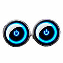 Fashion Men's Cufflinks Power Button Gem Shirt Cufflinks Cuff Links Mens Dr