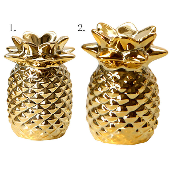 3x Ceramic Pineapple Shape Statue Desktop Display Home Office Cafe Decor