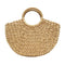 Handmade Beach Bag Round Straw Totes Bag Large Bucket Summer Bags Women Nat F2J7