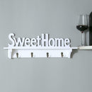 Wood 4 Hooks Storage Rack Wall Mounted Home Bathroom Hanging Shelf Holder