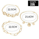 3pcs/Set Boho Round Disc Women Beach Bracelet Fashion Chain Bangle Jewelry