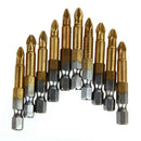 10x Anti Slip Electric Screwdriver Bits Single Side Magnetic Hex Shank PH2  O2E6