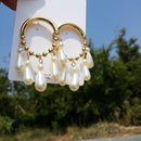 Elegant Hanging Multi Pearls Hoop Earrings For Women Big Large Hoops Earrin