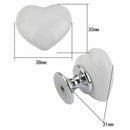 4pcs Handle Ceramic Door Knob Heart Shape for Closet Drawer White P7R1