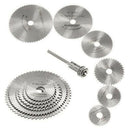 7x Cutting Discs Mandrel HSS Rotary Circular Saw Blades Tool Cutoff 22-50mm Set~
