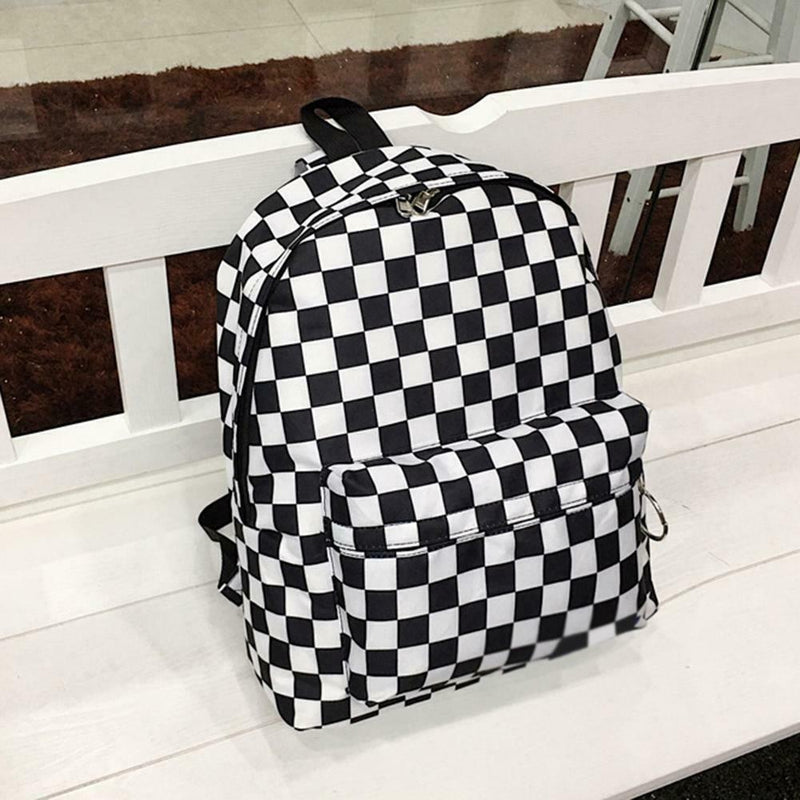 Plaid Pattern Backpacks Canvas Shoulder Bag Anti-theft Pack for Men and Women