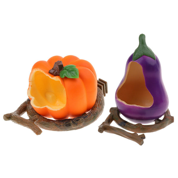 Eggplant & Pumpkin Bowls Bird Small Parrot Pigeons Cage Stand Cup