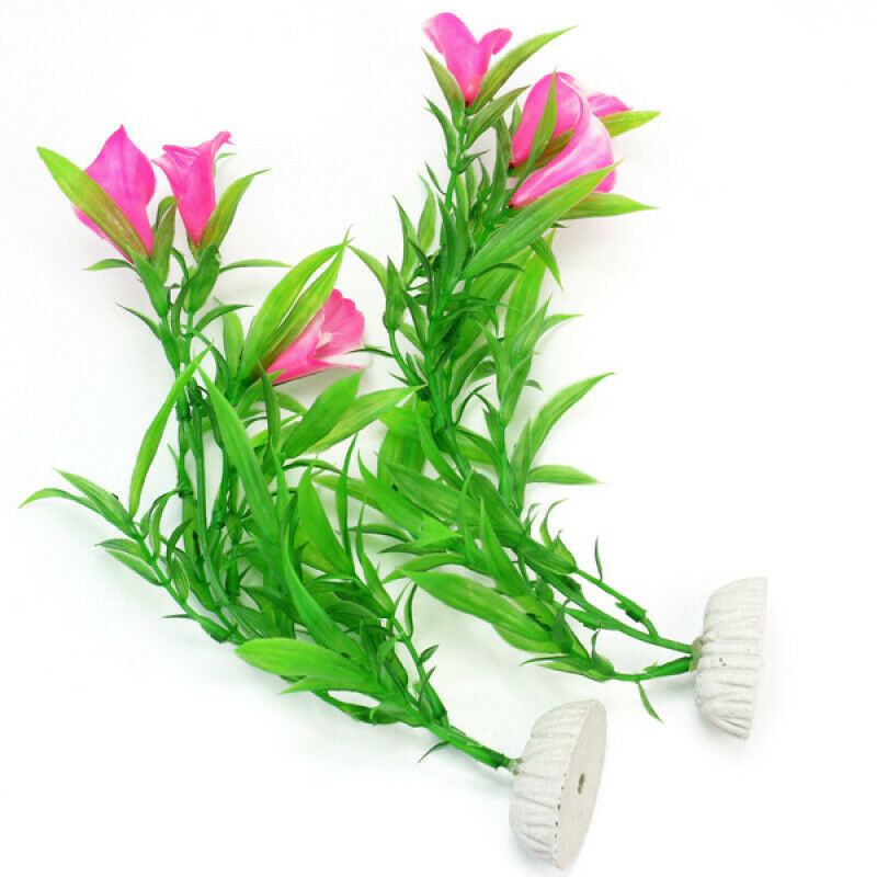 2 Pcs Artificial Aquarium Fish Tank Plastic Flower Plant Water Decor Ornament