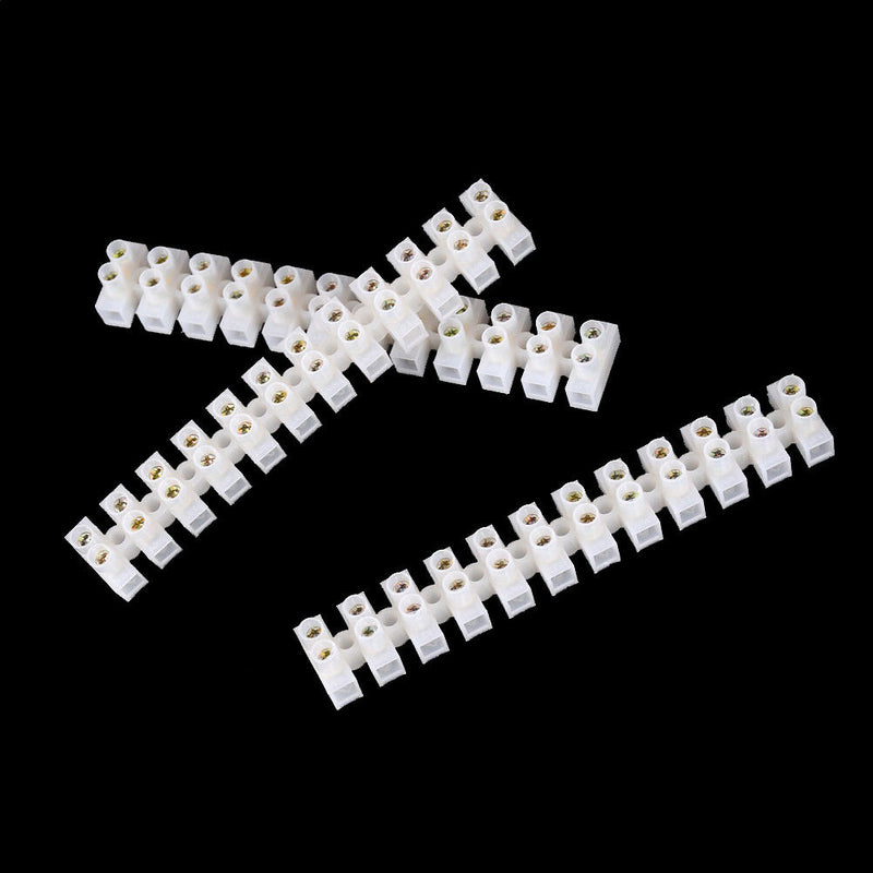 3 Pieces 10Amp 12 Way Barrier Screw Terminal Block Wire Connector Strip 3C