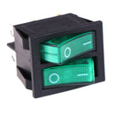 Double boat rocker switch 6 Pin On-Off with green light 20A 125VAC KCD6 Kw