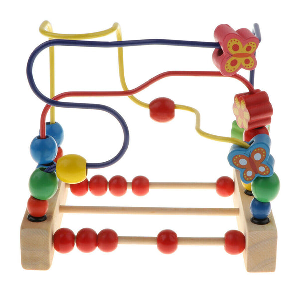 Wooden Beads Wire Maze Roller Coaster Color & Shape Cognitive Sorting Frame