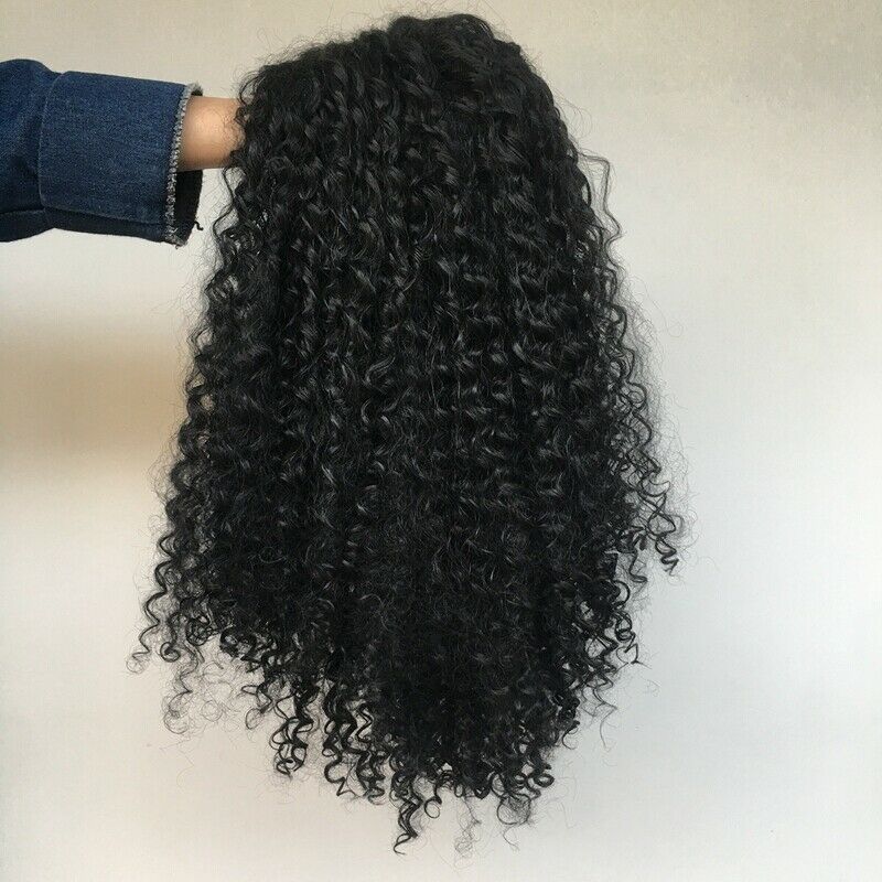 Black Long Curly Hair African Small Fluffy Hair Wig Human Hair Wigs Women R J1O1
