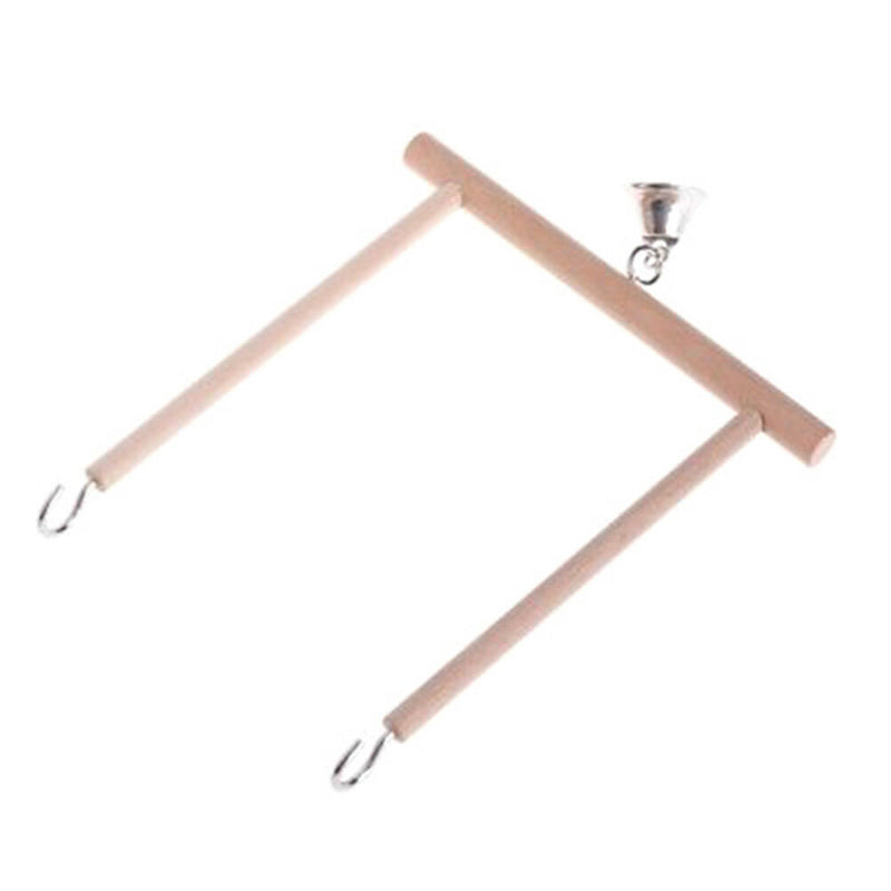 Bird Perch Parrot Play Toys Stand Holder natural Wooden Swing Bel Cage Hanging Z