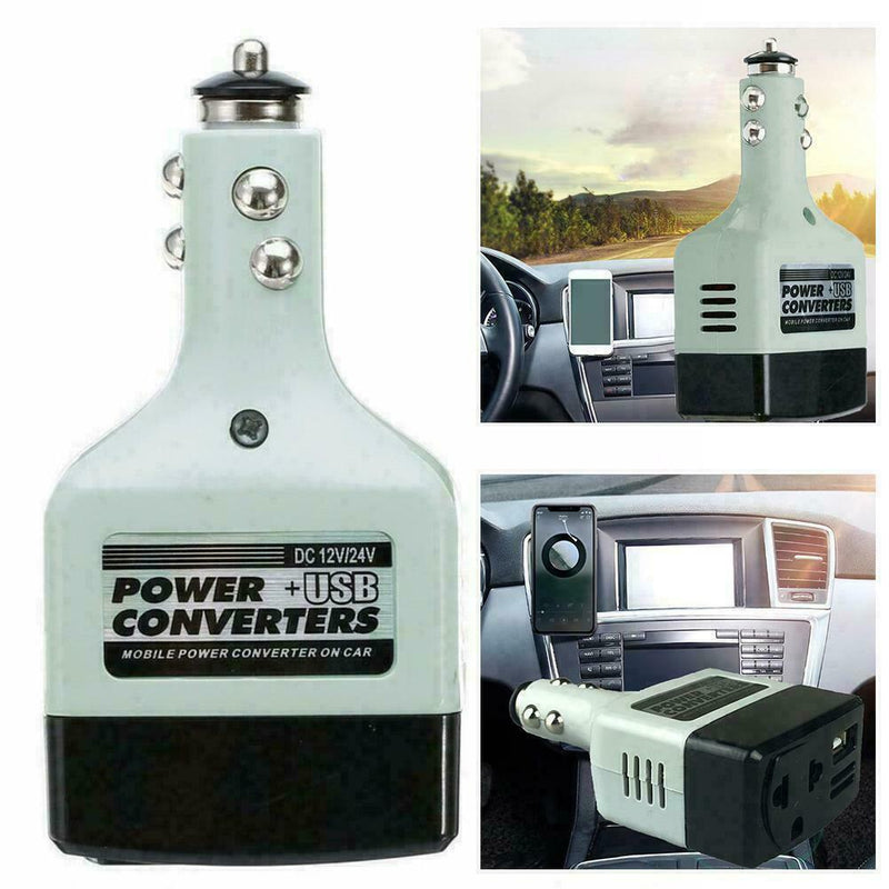 12V 24V DC to AC 220V Portable Car Power Inverter Adapter Plugs Converter + Q5B2