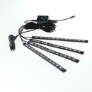 4pcs 12 LED 7 Color RGB Strips Sound Remote Control Activated Car Interior Light
