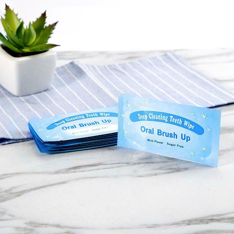 50pcs Dental Oral Brush Up Finger Teeth Wipes Whitening Deep Clean Oral Care