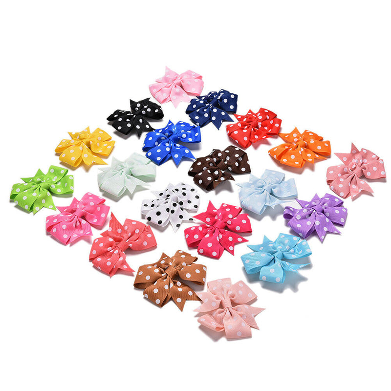 20x Bow Duckbill Clips Dot Bow Knot Girl Hair Band for Kids Hair Accessories PO