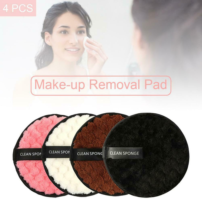 4PCS Reusable Cleansing Cloth Pads Makeup Remover Towel Face Cleaner Plush puff