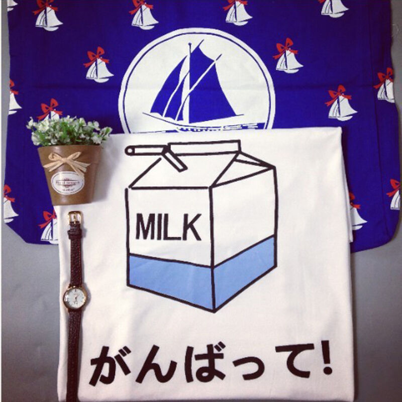 Women Summer Harajuku Cute Milk Print Loose T-Shirts Basic Tee Tops Shirt A Bj