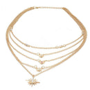 Rhinestone Stars Pendant Clavicle Chain Women Multilayer Necklace Jewelry